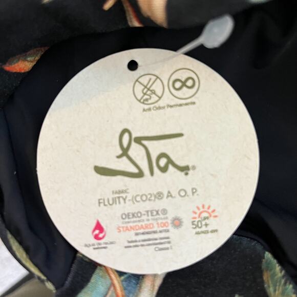 Swimsuit Agua One Piece Monoki in Black with Tropical Floral Print Size P/S - Picture 10 of 11